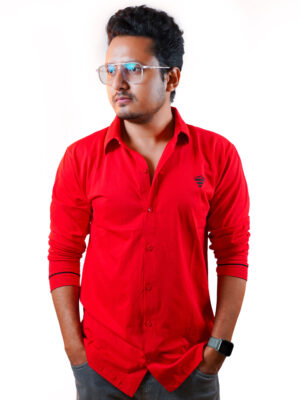 VIONCE G-Shirt Made for t-Shirt Fabric,Men's Solid Regular Fit 100% Cotton Casual Shirt with Spread Collar & Full Sleeves