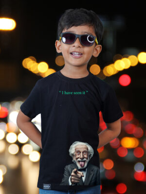 Kids Round Neck T-Shirt Half Sleeves 100% Cotton Rich Ultra Soft Fabric Comfortable Stylish Printed Original Branded Tshirt for Unisex."Black"