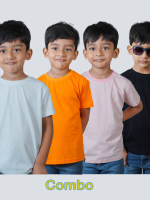 Kids Round Neck T-Shirt Half Sleeves 100% pure Cotton Rich Ultra Soft Fabric Comfortable Stylish solid colour Original Branded Tshirt for Unisex."COMBO"