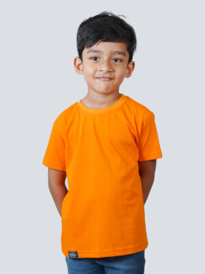 Kids Round Neck T-Shirt Half Sleeves 100% Cotton Rich Ultra Soft Fabric Comfortable Stylish Solid colour Original Branded Tshirt for Boy."Orange"