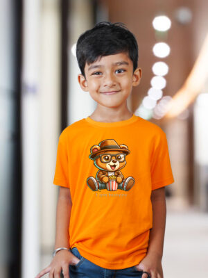 Kids Round Neck T-Shirt Half Sleeves 100% Cotton Rich Ultra Soft Fabric Comfortable Stylish Printed Original Branded Tshirt for Unisex."Orange"1