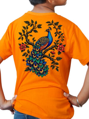 Kids Round Neck T-Shirt Half Sleeves 100% Cotton Rich Ultra Soft Fabric Comfortable Stylish Printed Original Branded Tshirt for Unisex."Orange"