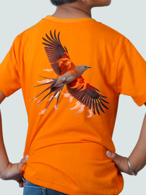 Kids Round Neck T-Shirt Half Sleeves 100% pure Cotton Rich Ultra Soft Fabric Comfortable Stylish Printed Original Branded Tshirt for Unisex."orange"