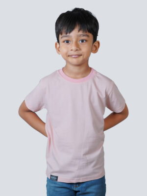 Kids Round Neck T-Shirt Half Sleeves 100% Cotton Rich Ultra Soft Fabric Comfortable Stylish Solid colour Original Branded Tshirt for Boy."Baby Pink"