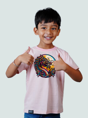 Kids Round Neck T-Shirt Half Sleeves 100% Cotton Rich Ultra Soft Fabric Comfortable Stylish Printed Original Branded Tshirt for Unisex ."Baby Pink"