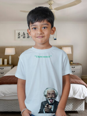 Kids Round Neck T-Shirt Half Sleeves 100% Cotton Rich Ultra Soft Fabric Comfortable Stylish Printed Original Branded Tshirt for Boy."White"