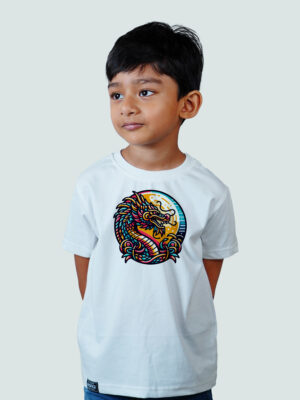 Kids Round Neck T-Shirt Half Sleeves 100% Cotton Rich Ultra Soft Fabric Comfortable Stylish Printed Original Branded Tshirt for Boy."White"