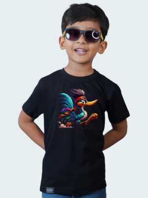 Kids Round Neck T-Shirt Half Sleeves 100% Cotton Rich Ultra Soft Fabric Comfortable Stylish Printed Original Branded Tshirt for Unisex ."Black"