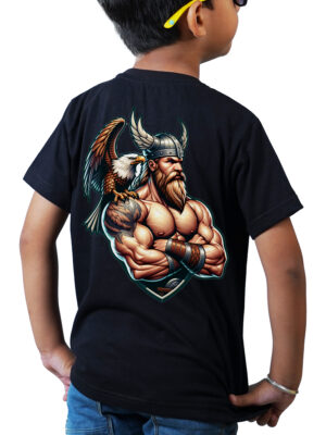 Kids Round Neck Back Printed T-Shirt Half Sleeves 100% Cotton Rich Ultra Soft Fabric Comfortable Stylish  Original Branded Tshirt for Unisex."Black"