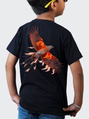 Kids Round Neck Back Printed T-Shirt Half Sleeves 100% Cotton Rich Ultra Soft Fabric Comfortable Stylish  Original Branded Tshirt for Unisex."Black"