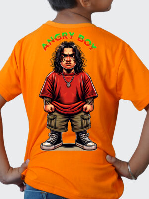 Kids Round Neck Back PrintedT-Shirt Half Sleeves 100% Cotton Rich Ultra Soft Fabric Comfortable Stylish  Original Branded Tshirt for Unisex."Orange"