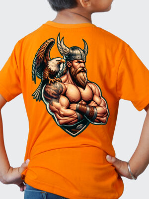 Kids Round Neck Back PrintedT-Shirt Half Sleeves 100% Cotton Rich Ultra Soft Fabric Comfortable Stylish  Original Branded Tshirt for Unisex."Orange"