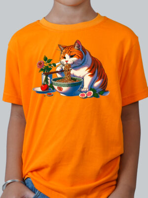 Kids Round Neck T-Shirt Half Sleeves 100% Cotton Rich Ultra Soft Fabric Comfortable Stylish Printed Original Branded Tshirt for Unisex."Orange"