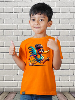 Kids Round Neck T-Shirt Half Sleeves 100% Cotton Rich Ultra Soft Fabric Comfortable Stylish Printed Original Branded Tshirt for Unisex."Orange"